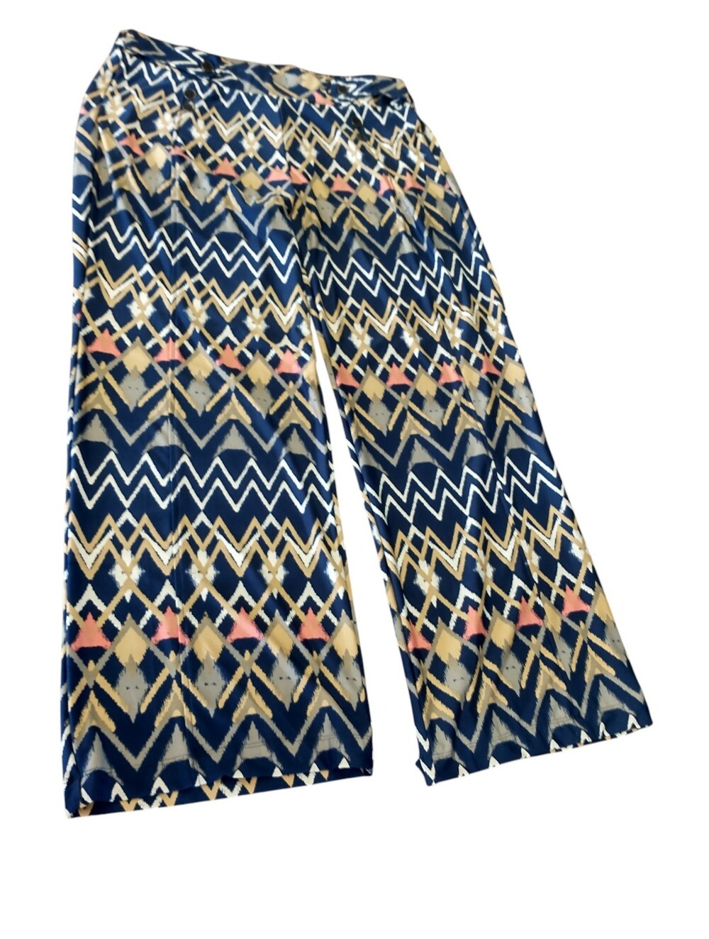 Navy Geometric Wide-Leg Pants